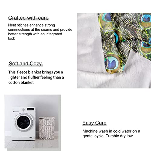 60" X 80" Blanket Comfort Warmth Soft Plush Throw For Couch Peacock Feather Print Green #TOP4