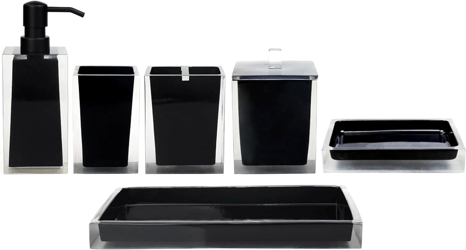 Amazon.com: H Halston 6-Piece Black Acrylic Bathroom Accessories Set ...