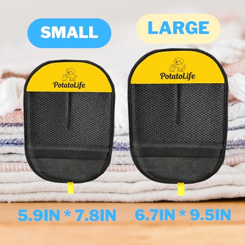 PotatoLife Pet Hair Removal Glove Upgraded Reusable Electrostatic Washable Fur Remover for Dogs Cats, Grooming Mitt for Couch, Sofa, Furniture, Carpet, Clothing and Car Seat, 2-Pack Small — view 2