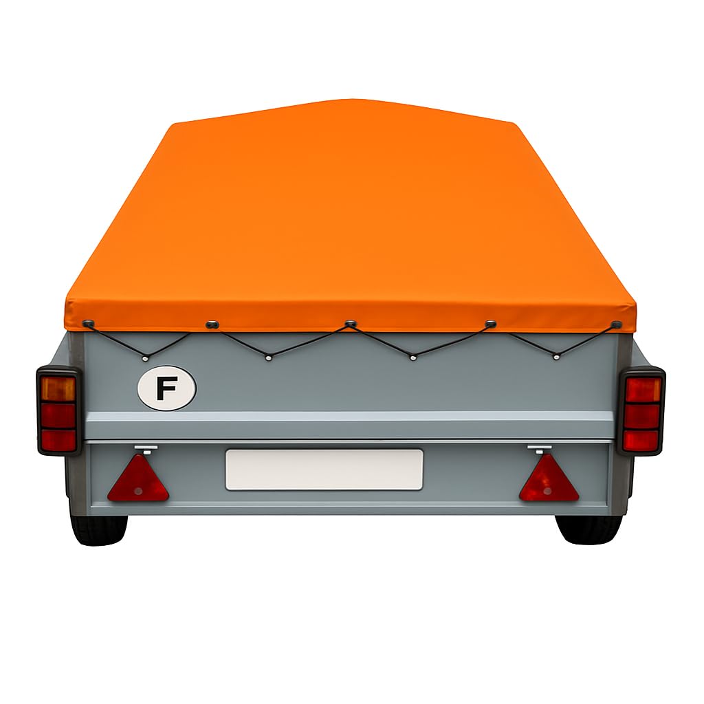 Lona de remolque Erde Expert LC 150-211 x 135 x 10 cm- PVC 640 g/m² impermeable y anti UV- Funda de alta resistencia con ojales y Sandow. Fabricado en Francia. Varios colores disponibles. (Naranja