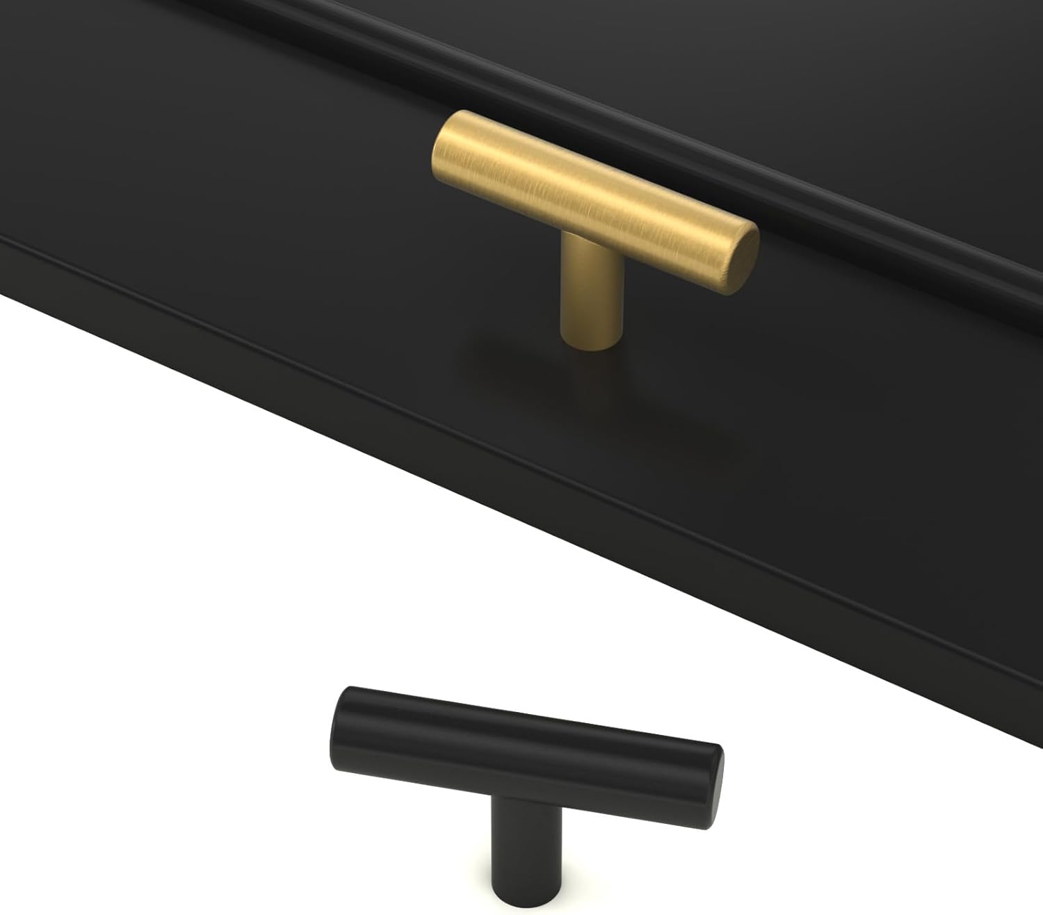 LONTAN 35 Pack Gold Cabinet Knobs and Pulls - Brushed Gold Dresser Drawer Knobs - Brushed Brass for Bathroom Cabinet Door Hardware, Stainless Steel