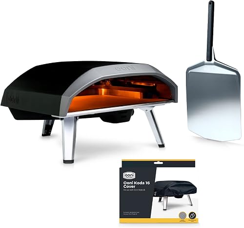 Ooni Koda 16 Propane Gas Pizza Oven - Pro Pizza Oven Bundle - Includes 14" Aluminium Pizza Peel and Koda 16 Cover