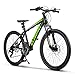 Majnesvon 24 Inch Mountain Bike, 21-Speed, Aluminum Frame, All Terrain Bicycle with Disc Brakes for Adults and Teenagers, Lightweight and Durable, Men's and Women's Mountain Bike (Black + Green)