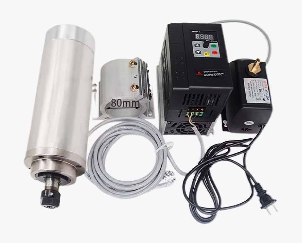 MXBAOHENG CNC Spindle Motor Kits, Spindle Motor with 4 Bearings, 110V, 2M Aviation Wires, Water Cooled, CNC Spindle for CNC Router Engraver Milling Machine (1.5KW(ER16))