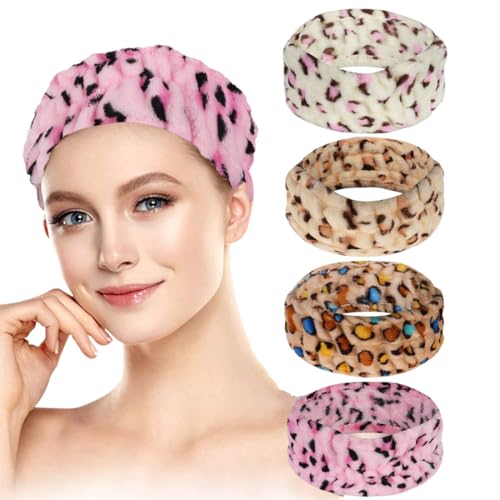 4 Piezas Diadema Maquillaje, Diademas Faciales de Spa Elásticas Diadema Skincare Absorbentes Cinta Pelo Maquillaje para Chica Lavar la Cara Ducha Deporte Yoga Belleza,diadema maquillaje