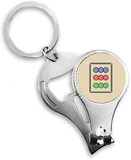 Mahjong Circle Dots 9 Tile Pattern Nail Nipper Ring Chaveiro Abridor de Garrafas Cortador