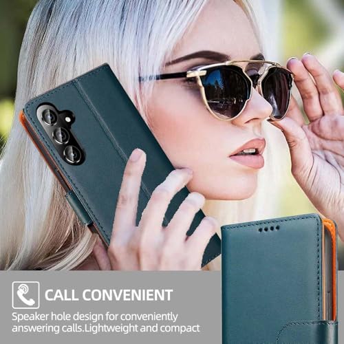 iWEOCO Compatible with Samsung S26 Case Wallet Genuine Leather Anti-Theft RFID Blocking Stand Strong Magnetic Clasp Closure Cash Credit Card Slots Protective Samsung S26 Wallet Case (Emerald Green) by iWEOCO - Used condition - Image 6