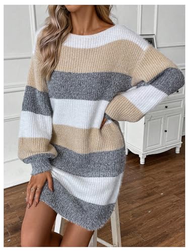 SOLY HUX Sweater Dresses for Women 2025 Long Sleeve Striped Knit Dress Fall Winter Dresses for Women Trendy4