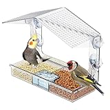 Mangeoire pour oiseaux - Bac de fenêtre - 25,1 x 11,4 x 20,6 cm - Mangeoire colibri résistante aux intempéries avec ventouse pour balcon, jardin, terrasse, observation des oiseaux en hiver et en