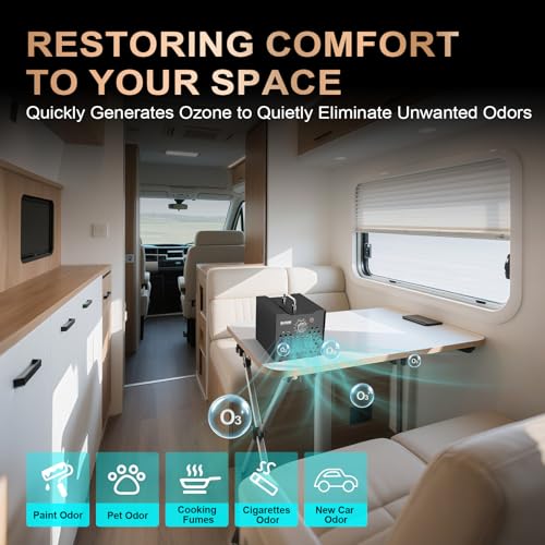 Ozone Generator for Home – Safe & Reliable 10-Second Delay Start Ozone Machine for Odor Eliminator in Smoke, Pet, Car, Bathroom, Basement – Covers Up to 1500 Sq.Ft – Black