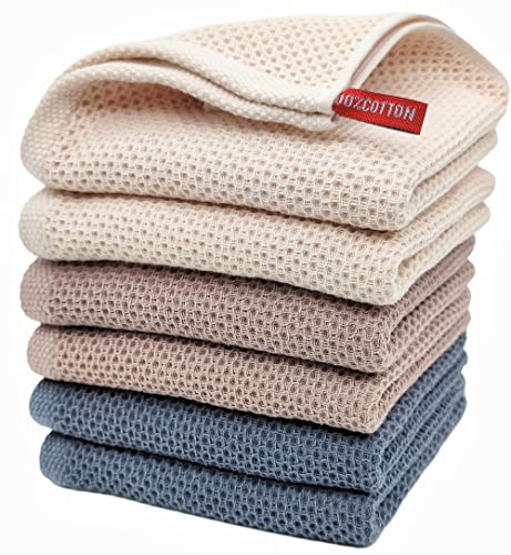 Aneway Kitchen Hand Towels 100% Cotton Waffle Weave Dish Towel For Cleaning Drying - Extra Absorbent And Soft - 13 X 28 Inch (Beige+Dark Grey+Brown-6 Pack) #TOP5