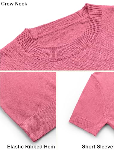 Image of Libsorge Womens Cropped Short Sleeve Sweater Fall 2025 Crewneck Sheer Knit Tops - Lightweight, Thin, Crop, Slim Fit