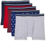 Amazon Essentials Men's Tag-Free Boxer Briefs, Pack of 5, Anchor/Dog Print/Mini Stripe, X-Large