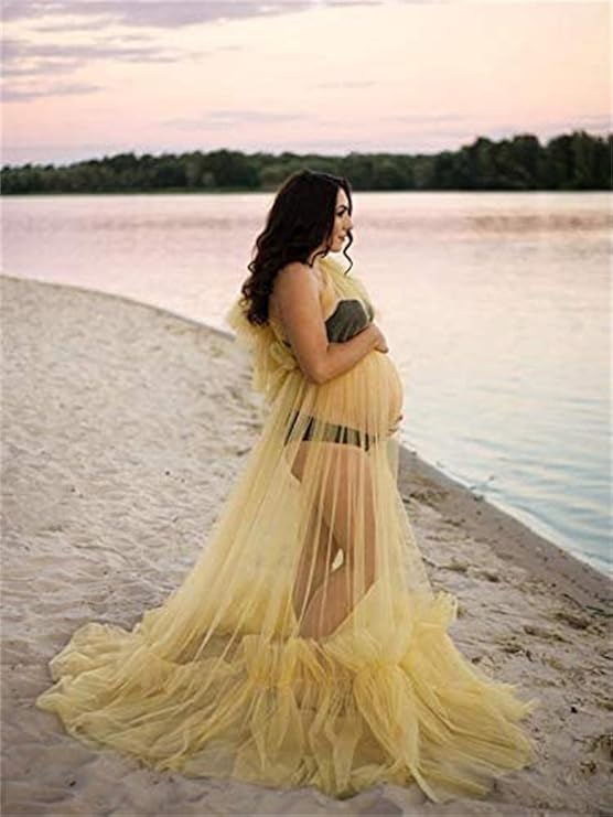 Abito Maternità Zukmuk In Tulle - Manica Lunga, Per Servizio Fotografico, Gravidanza - Foto 11