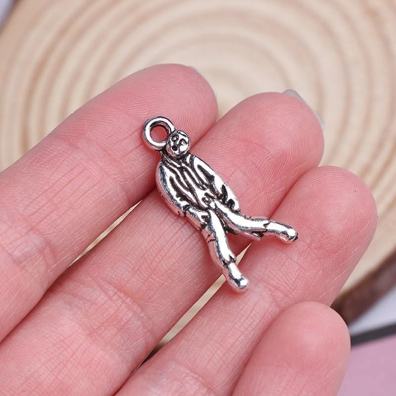 Miniatura 2 de Opexicos 40 dijes de zombi de zombi tibetanos envejecidos en tono plateado, accesorios hechos a mano, 0.472 x 0.984 in