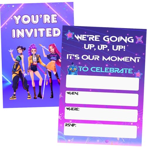 LEES A.M. Hunter Birthday Party Invitation Cards | 30 Pack 5x7 Inch | Postcard Singer Anime Girls Popular Kpop Demon Themed Pop Party Character