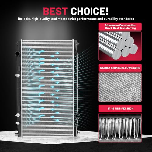 Image of BDFHYK 13440 Aluminum Radiator for Infiniti Q50 2014-2018, CU13440, 26mm Core, Direct Fit Replacement, OE 21460-4GB5A 21410-4GA5A
