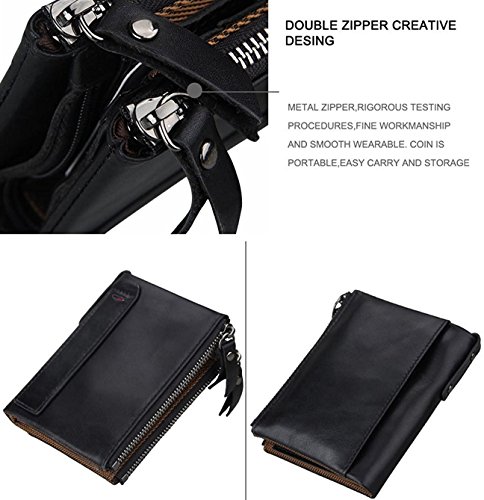 Men Coin Purse Bifold Wallet Genuine Leather Zipper Change Purse Coin Pouch3