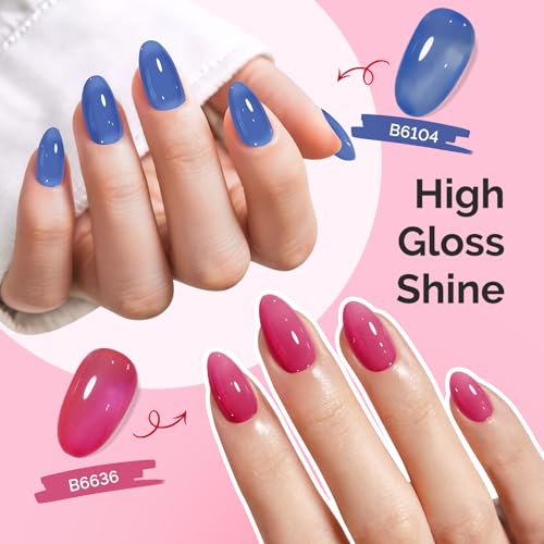 Image of MelodySusie Jelly Gel Nail Polish Set,6PCS Milky or Jelly Texture,Neon Splash Colors Soak Off UV LED Light Cure or Salon Manicure and Nail Art DIY at Home 15ML