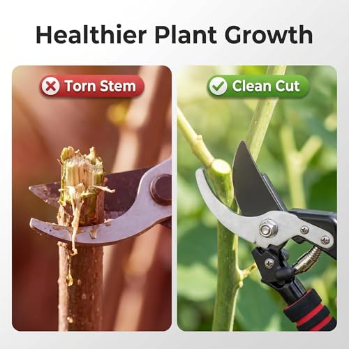 Image of 8 inch SK5 Steel Bypass Pruning Shears for gardening, Garden Clippers with 2-Stage Lock, Adjustable Cutting & Anti-Rust Blade, Ergonomic Garden Shears for Trimming Trees, Bushes & Flowers