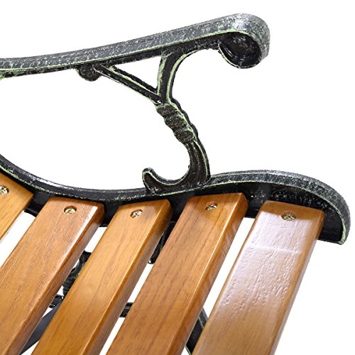 50'' Patio Park Garden Bench, Weather Proof Porch Path Chair, 470 Lbs Bearing Capacity Outdoor Furniture With Wood Frame, Rugged Durable Cast Iron Structure #TOP6