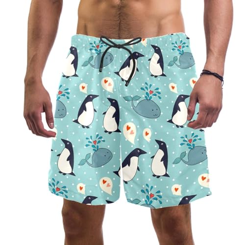 Short de bain homme baleine et manchot pour la plage