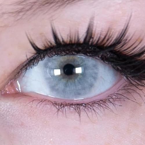 Sehr stark natürlich deckende grau Kontaktlinsen+ Behälter, 1 Paar (2 Stück), DIA 14.20, mit Stärke, 0.00 Dioptrien Kontaktlinsen (-2.25 Dioptrien,Icy grau)