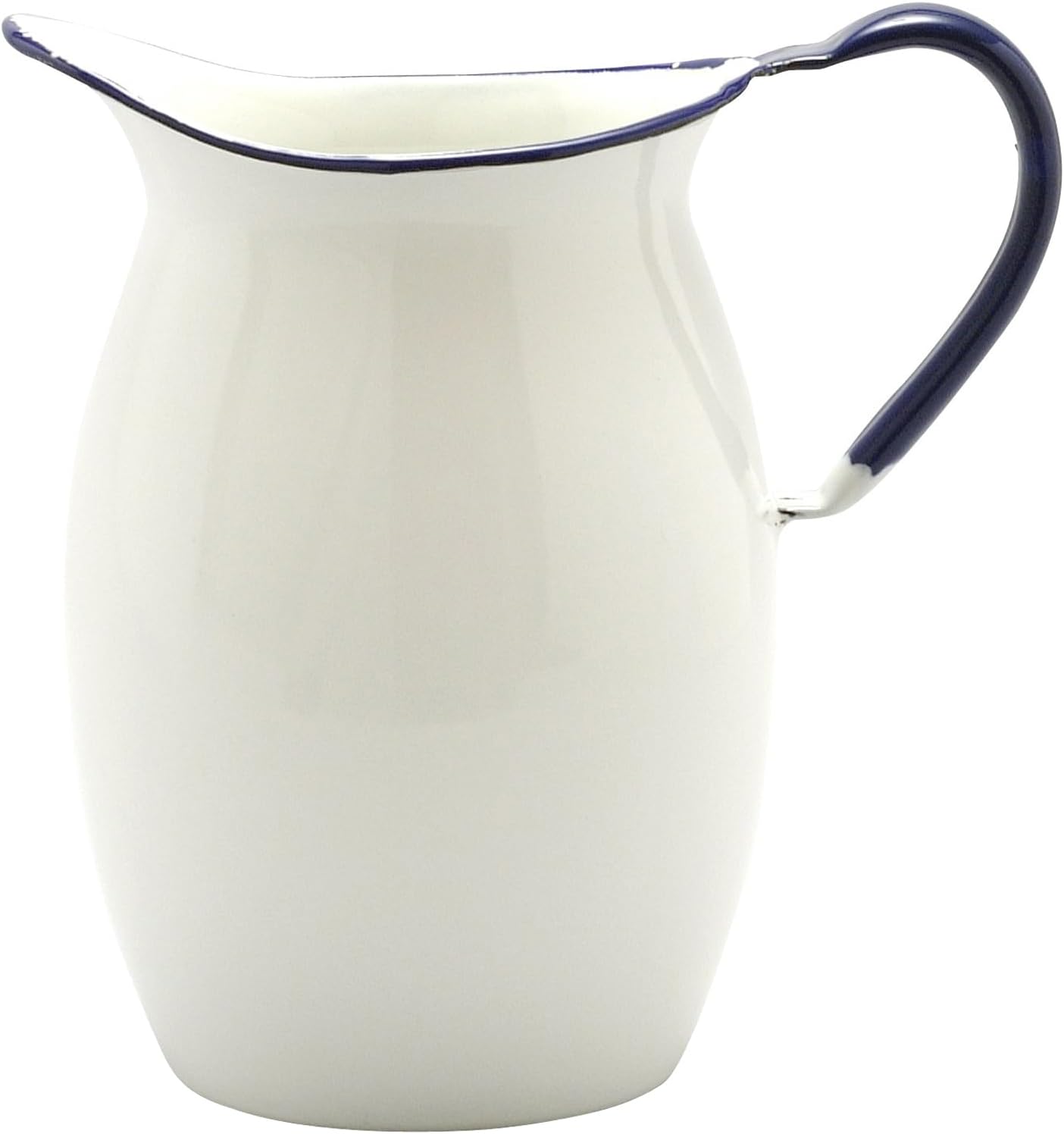 Noda Horo HP-13 Pitcher, Enamel, 0.4 gal (1.7 L), White, Border, Navy, Made in Japan