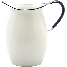 Noda Horo HP-13 Pitcher, Enamel, 0.4 gal 1.7 L, White, Border, Navy, Made in Japan