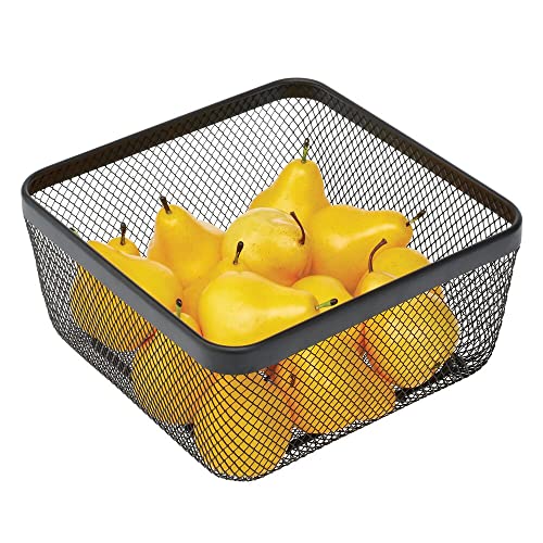 mDesign Set van 2 multifunctionele manden, opbergmand van metaal voor keuken, voorraadkamer enz. – compacte en universele draadmand – zwart - Image 6