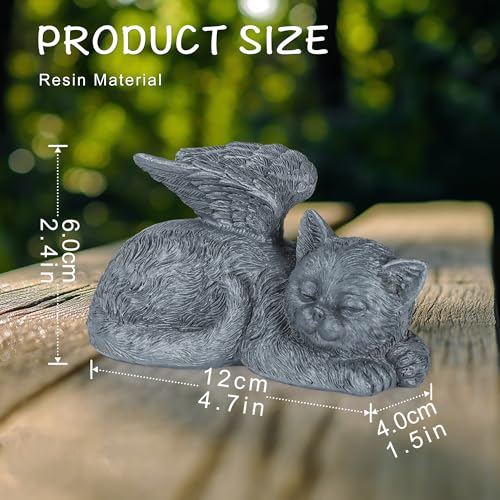 DiDiBirDi Katze Engel Haustier Denkmal Gedenkstein für Katze Grab Marker Tribut Statue,Katze Indoor Memorial Geschenk für den Verlust von Katze, schlafende Katzeengelfigur aus Kunstharz