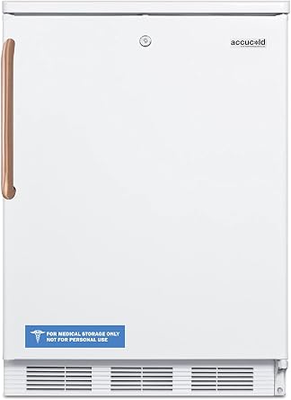ACCUCOLD 24 Refrigerator, 5.5 cu. ft. Capacity, Undercounter, Commercial, Copper Handle, White - FF7LWTBC