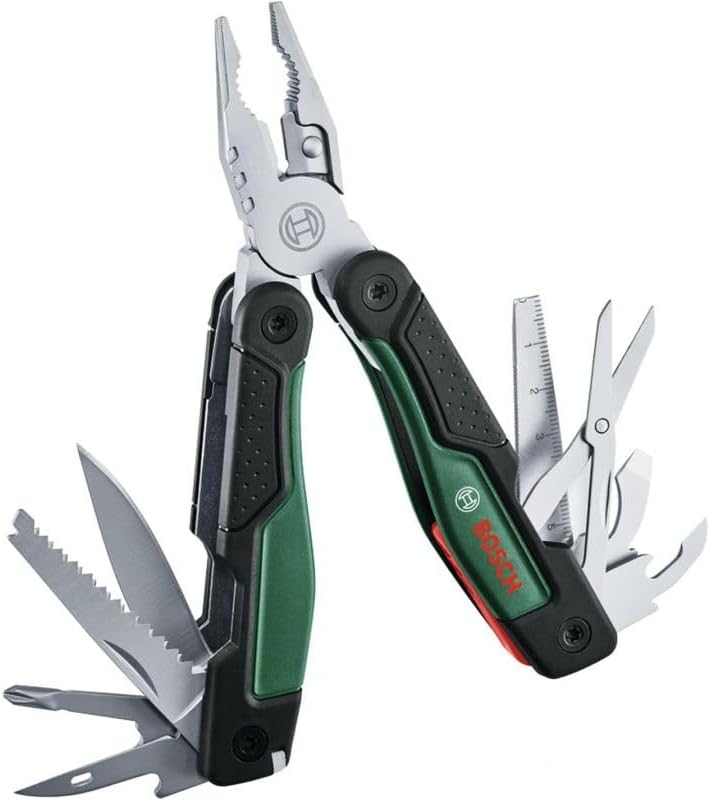 Bosch 16'sı 1 arada çok amaçlı alet saklama çantalı, paslanmaz çelik, 158 x 68 x 25 mm