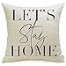 Meekio Farmhouse Pillow Covers with Let's Stay Home Quote 18 x 18 for Farmhouse Décor Housewarming Gifts New Home Gifts