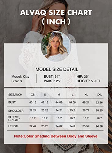 Alvaq Pullover Sweaters For Women Juniors Plus Size Lace Crochet Winter Long Sleeve Knit Jumper Tops White 1X #TOP5