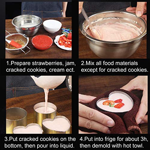 Hmin Round Cake Rings Mold, Mini Cake & Pastry Ring Round Food Ring Stainless Steel, Dessert Food Rings Food Molding Set Of 4 (Round-4Pcs) #TOP3