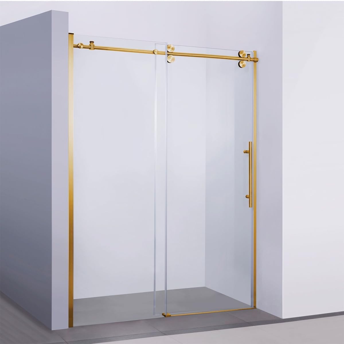 76 x 60 in. Massa Single Sliding Frameless Shower Door - Brushed Gold