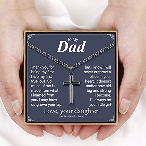 Paerapak Fathers Day Dad Gifts Dad Necklace, Black Cross Necklace For Dad Fathers Day Christmas Birthday Gifts For Dad Gifts Form Son Jewelry For Dad #TOP3