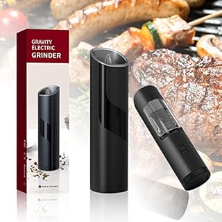Electric Salt and Pepper Grinder Set, Salt and Pepper Mill Set, Automatic Seasoning Mills Stainless Steel,Adjustable Grind Coarseness, One Touch Operation | Battery Powered, with LED Light, 2 Pack