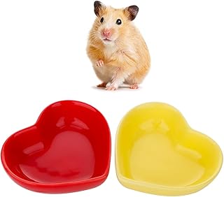 2 Pcs Hamster Food Bowl Hedgehog Ceramic Cute Shape Anti-Turning Food & Water Bowl for Hamster Hedgehog Gerbil Rat Guinea ...