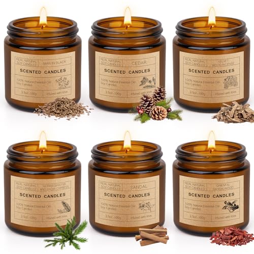 6 Pack Candles for Home Scented | Scented Candles Gifts Set for Women Men, Soy Wax Long Lasting Candle Set, Aromatherapy Jar Candle Gift for Birthday Valentine Thanksgiving Christmas Day Present