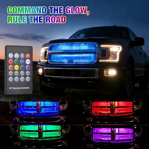 Image of Nilight 4PCS 24 inch RGB LED Grille Light Strips with Wireless Remote Control