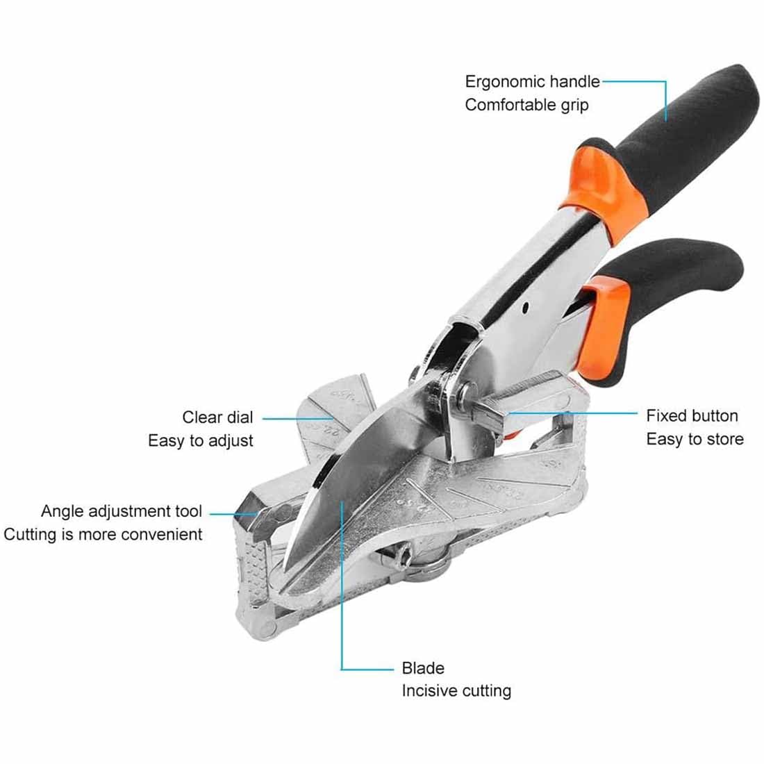 UpToDateTools X-Large Sharp Multi-Angle Miter Shear Cutter with 0 to 135 Degrees, Adjustable Angular Cutting Scissors for PVC Cord Cover, Baseboard Molding, Quarter Round Trim, Tile Edge - Image 2 thumbnail