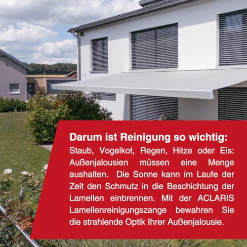 warema Lamellenreinigungszange | zur Reinigung von Jalousien, Lamellen und Raffstoren | hochwertige Reinigungsbürste | optimal für den Außen-Einsatz | inkl. 2 Pads