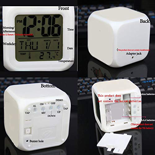 7Colors Led Changing Digital Alarm Clock Desk Thermometer Night Glowing Cube Lcd Clock Home Decor Police Thin Blue Line American Flag #TOP3