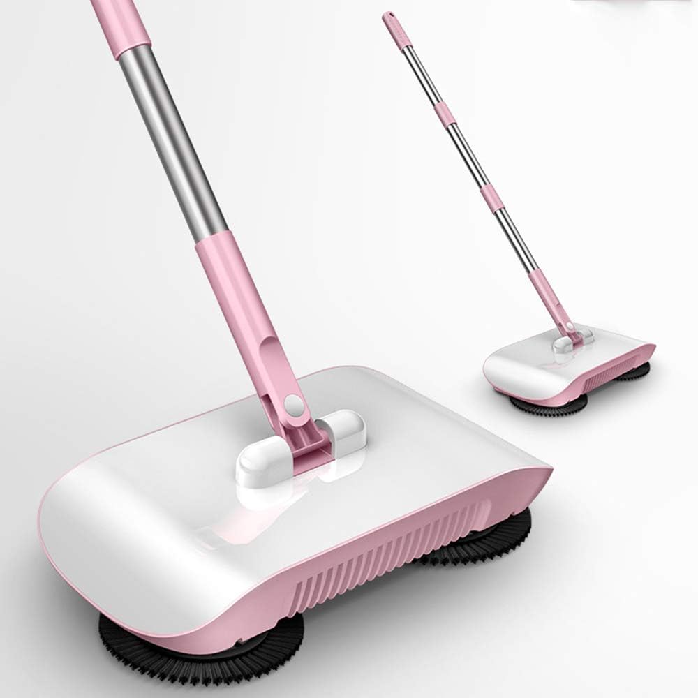 GJJSZ 360 degree manual rotary sweeping mop multi-function mechanical sweeper hand push cleaning broom dust collector,Pink