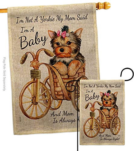 Breeze Decor Not Yarkie, I'm Baby Burlap Garden House Flag-Set Dog Puppy Spoiled Paw Canine Fur Pet Nature Farm Animal Creature Decoration Banner Small Yard Gift Double-Sided, Made in USA