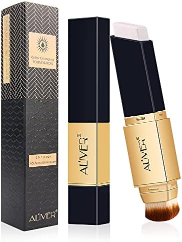 2 in 1 Colour Changing Concealer Stick with Cosmetic Brushes, Long Lasting Makeup Full Concealer Stick. (ivory white)