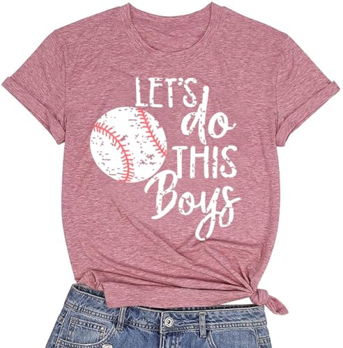 Women Let's Do This Boy Baseball Mom Tshirt Casual Letter