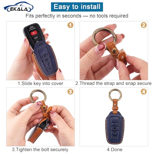 for Toyota Key Fob Cover 4 Buttons with Keychain Soft Leather Key Case — view 4